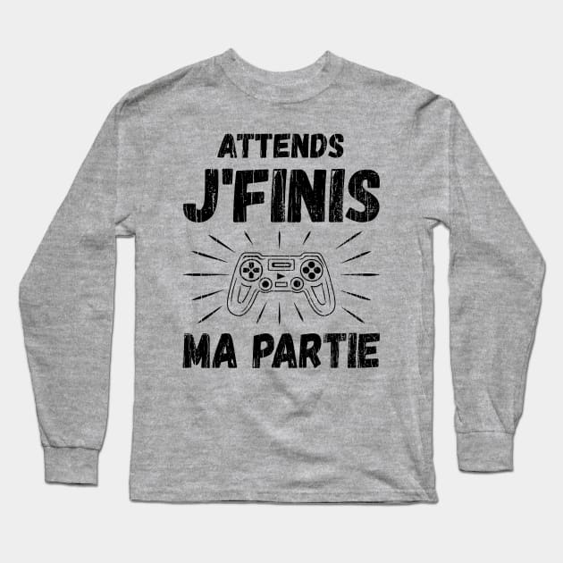 Attends JFinis Ma Partie // Black Long Sleeve T-Shirt by Throbpeg
